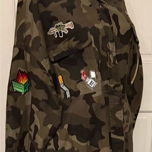 Wild Fable Camouflage Button Down Shirt with Patches